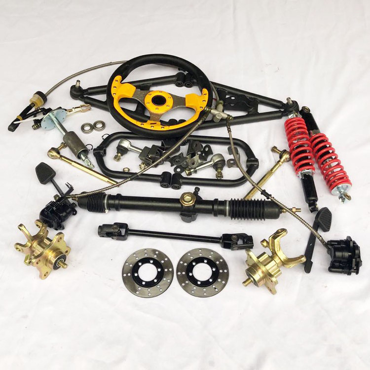 Go Kart Karting UTV Buddy Flange Steering Rack Box Spindles Knuckles Front ATV Swingarms With Steering Wheel