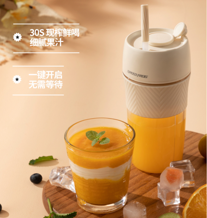 Personal Size Blender for Smoothies Shakes 280ml Juicer Cup with 1200mAh USB Rechargeable 2 Blades for Home Gym Travel