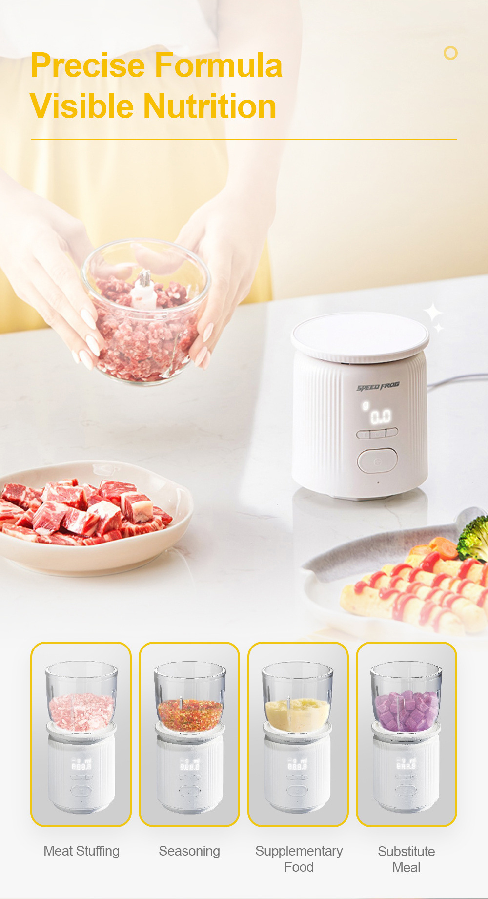 2021 1.2L blender food mixer processor kitchen appliance glass food processor vegetable chopper with meat grinder