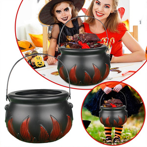 Halloween Witch Bucket Party Decoration Set of 3 Witch Cauldron Bowl Holder Black Candy Bucket Restaurant Atmosphere Decoration