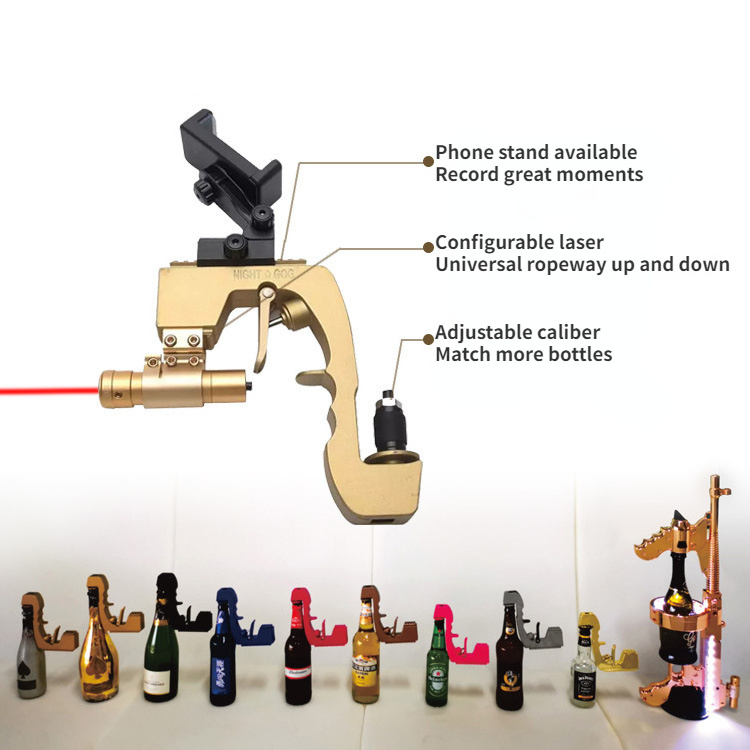 Dropshipping europe Champagne Gun Alloy quality Wine Sprayer Pistol Beer Bottle shoot feeder bar interactive Tools for Party