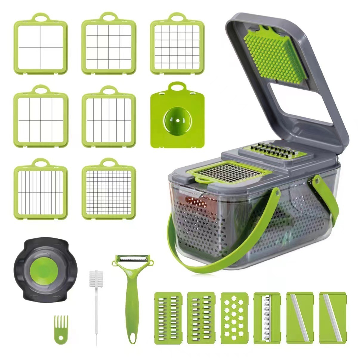 Portable Vegetable Chopper 22 in 1 manual slicer dicer All-in-one multifunctional manual slicer and container pocket knife