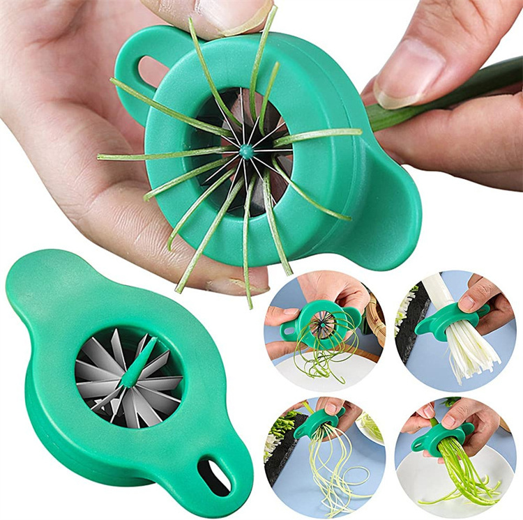 New arrival kitchen tools for green onions scallions and celery 12 blades stainless steel green onion cutter shredder