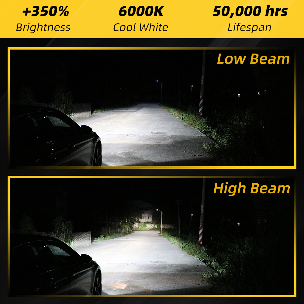 DMEX E4 Mini 2.5 Inch H7 LED Projector Headlight Lens Retrofit High Low Beam Headlight H4 9005 9006, 40W 4500Lm 6000K