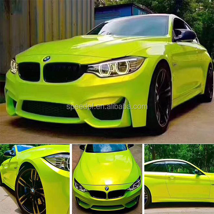 self adhesive car sticker neon Fluorescent green wrap vinyl film car wrap paint protection