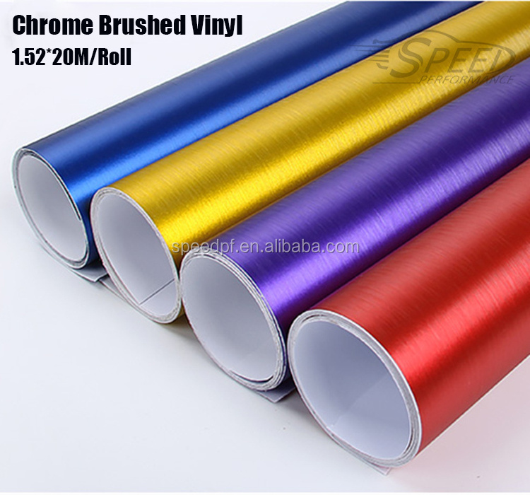 Ready to ship self adhesive Car Decoration Sticker Aluminum chrome Brushed Vinyl Film Foil Wrap