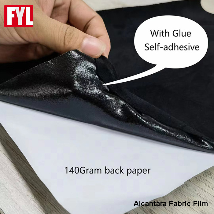 High soft self-adhesive 1.45 *15M car roof liner repairing vinyl film micro suede fabric