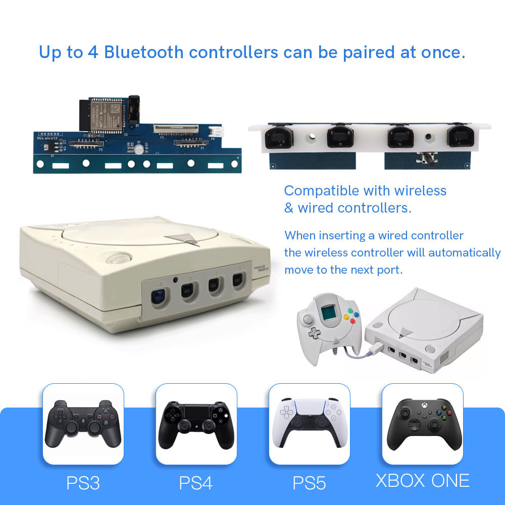 iBlueControlMod Wireless Controller Internal Adapter Bluetooth Wireless Controller Adapter For SEGA DC PS3 PS4 PS5 Switch wii