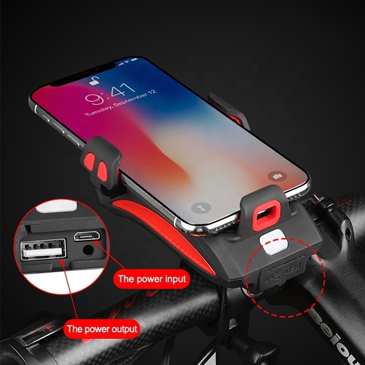 Hot sale Bicycle  mobile phone bracket riding headlight horn bicycle mobile phone rack charging treasure fixed bracket