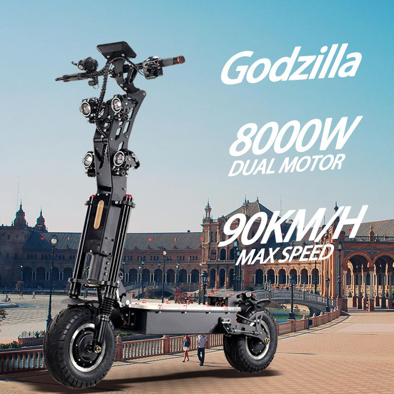 2022 New Design HEZZO High Quality EU Warehouse Off Road 13 Inch Fat Tire 8000W Electric Scooter With High Quality