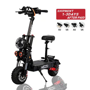 Hezzo US EU Stock 60v 11" 5600w Dual Motors High Speed Offroad Electric Scooter 45ah Fat Tire Folding Escooter With Seat