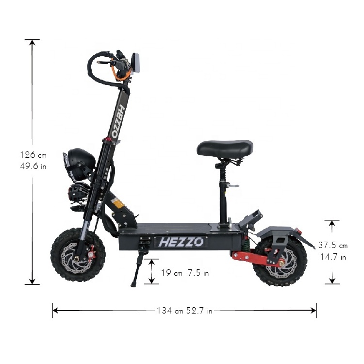 HEZZO EU US Warehouse 60V 5600W Dual Motor Escooter 30AH 40Ah 11inch Foldable Off Road Fat Tire Electric Kick Scooters With Seat