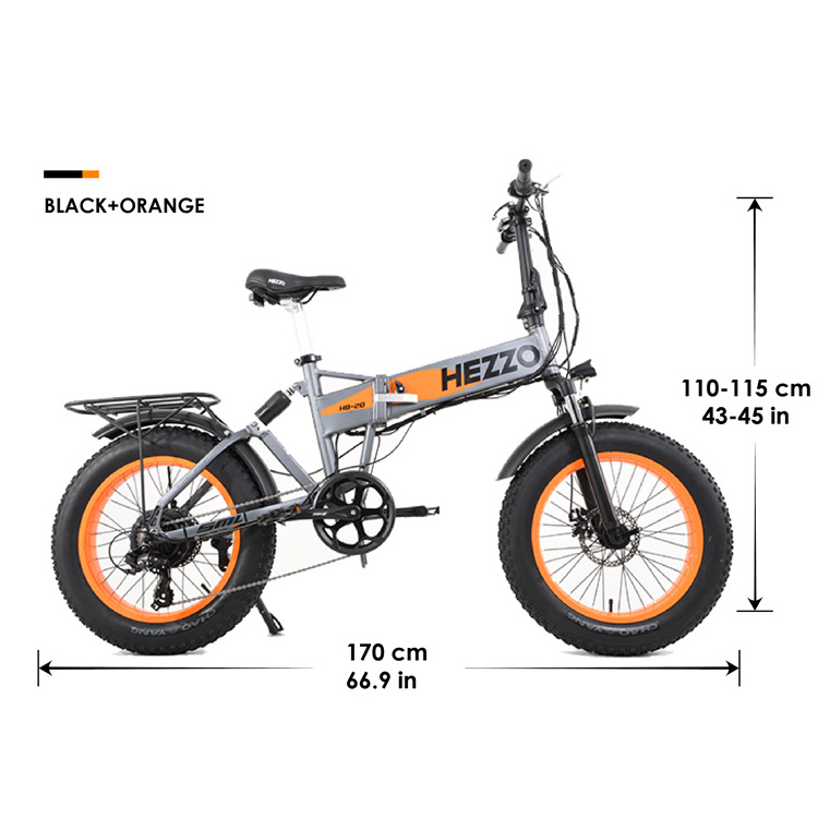 HEZZO 20 inch 48V 13AH  LG Battery FOLD Electric Bicycle 500W Alu Alloy 7 Speed Disc Brake  Fat Tire off road moped urban Ebike