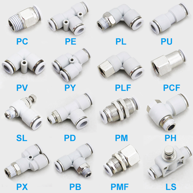 Plastic Brass Air Hose Fittings One Touch Pneumatic Tube Connector Push In Air Tube Fitting