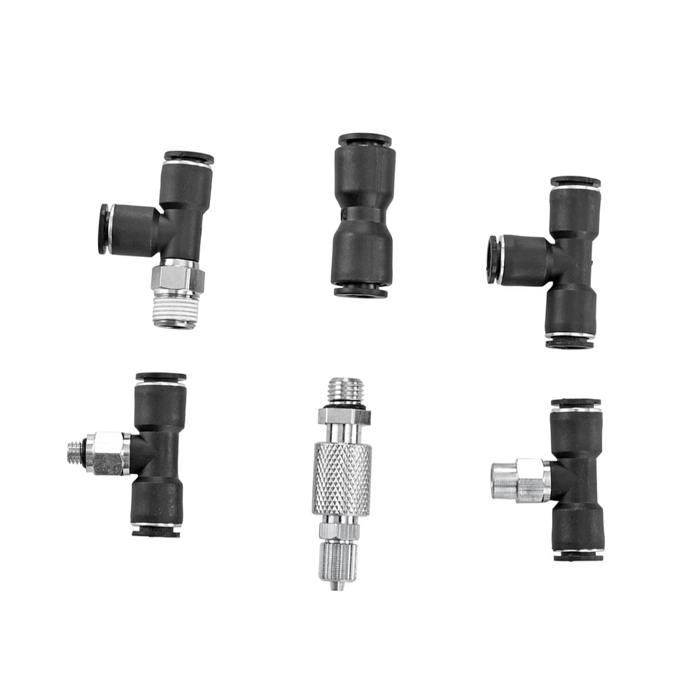 Black Blue NBPT Air Hose Fittings Types T Shape 3-Way Pneumatic PE Tee Tube Connector Pipe Push Fit metal Fitting