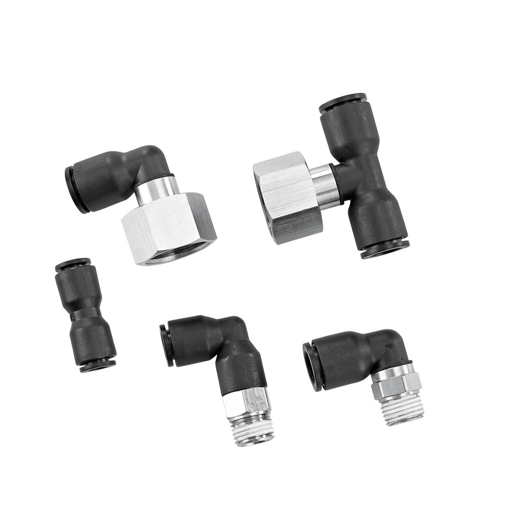 Black Blue NBPT Air Hose Fittings Types T Shape 3-Way Pneumatic PE Tee Tube Connector Pipe Push Fit metal Fitting