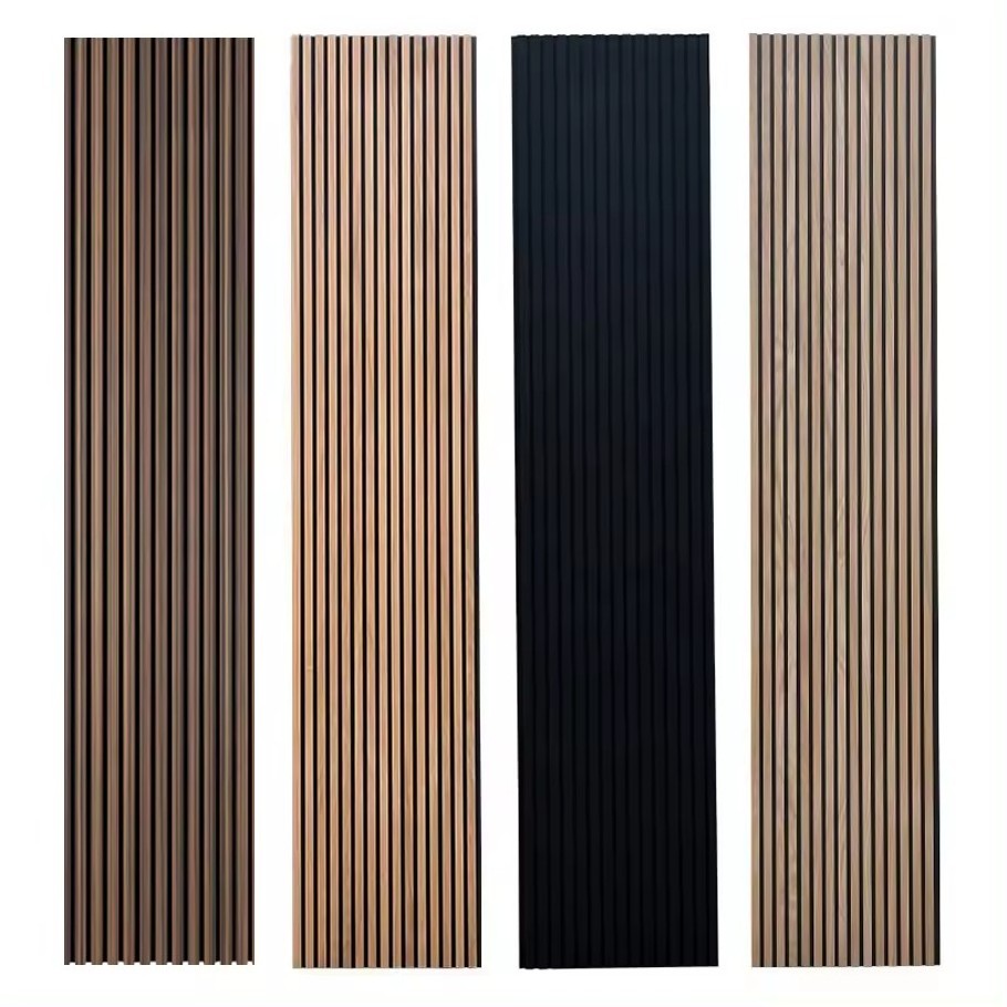 High Density Thickness 9mm Waterproof Fabric Covered Wooden Slatted Wall Acoustic Panels For Bedroom