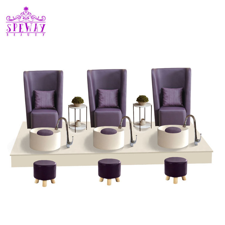 Speway Beauty Hot Sale Factory Salon Furniture New High End Luxury Purple Pedicure Spa Chair With Stool