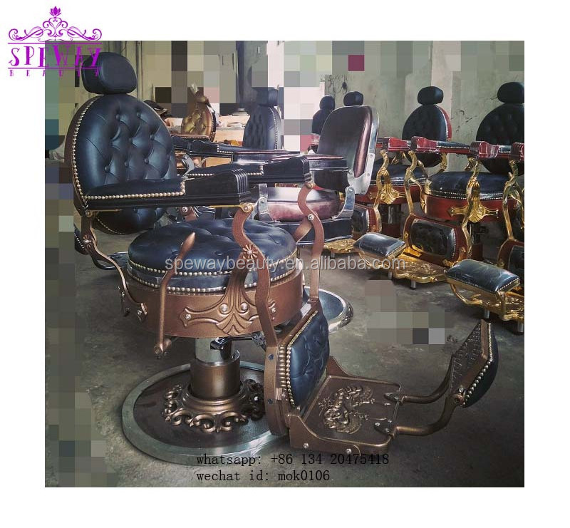 2024 antique barber chair gold and black hair salon chair cheap styling chair on sale