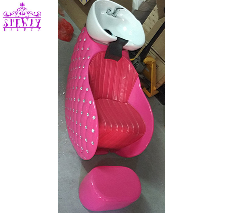 luxury used white diamond pink hair shampoo chair and bowl for sale