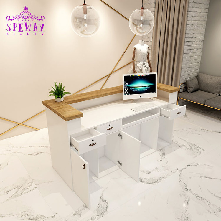 2021 factory cheap white salon reception desk for hair salon