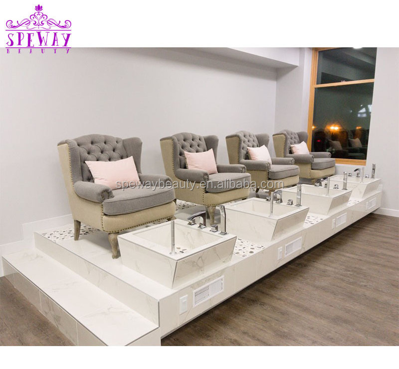 Speway factory direct sale Customized 4 seaters used whirlpool pedicure spa chairs luxury no plumbing foot spa chair