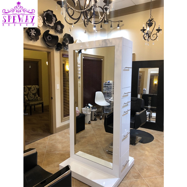 white wooden double sides barber shop hairs salon mirror station for sale