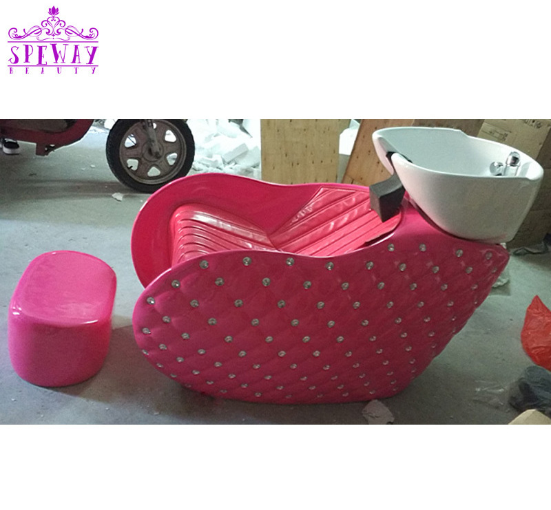 luxury used white diamond pink hair shampoo chair and bowl for sale