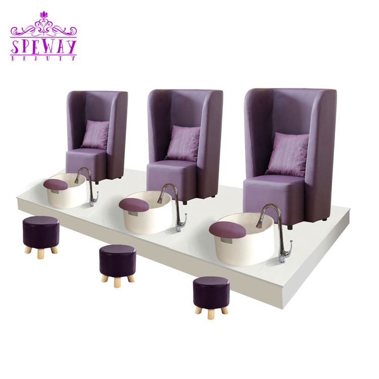 Speway Beauty Hot Sale Factory Salon Furniture New High End Luxury Purple Pedicure Spa Chair With Stool