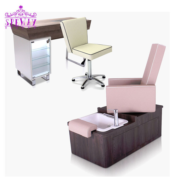 China single seater wooden foot spa chairs  pink Reclining kids pedicure chairs with sinks