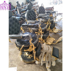 2024 antique barber chair gold and black hair salon chair cheap styling chair on sale