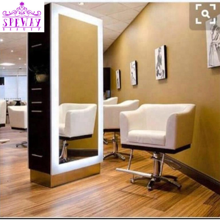 white wooden double sides barber shop hairs salon mirror station for sale