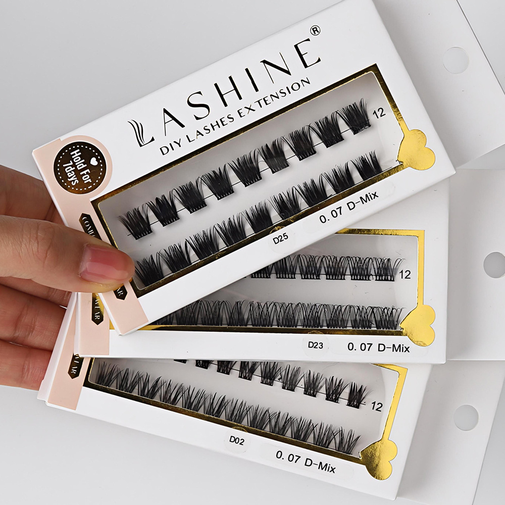 SP EYELASH No Glue Needed Self Adhesive Cluster Lashes Natural 3D Lash Pre-Bond Technology Press-On Superfine Band Segment Lash