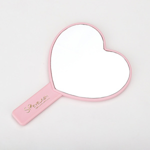 Custom Handheld Makeup Mirror Vintage Personalized Portable Mini Pink Heart Hand Held Vanity Mirror With Logo