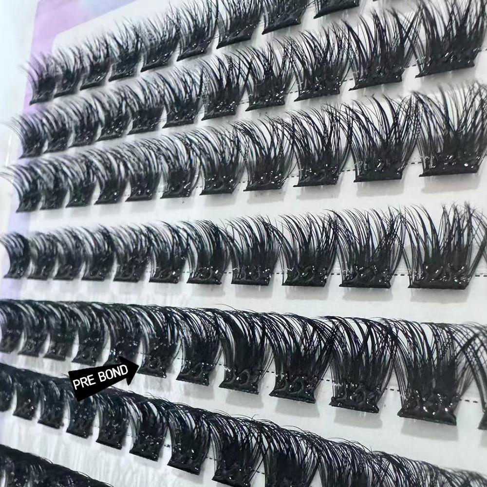 SP EYELASH No Glue Needed Self Adhesive Cluster Lashes Natural 3D Lash Pre-Bond Technology Press-On Superfine Band Segment Lash