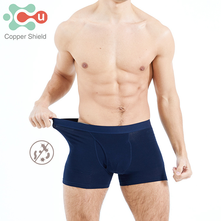 Copper Shield Custom Antibacterial Anti-Odor Copper Cotton Boxer Shorts Soft Breathable Underwear For Men