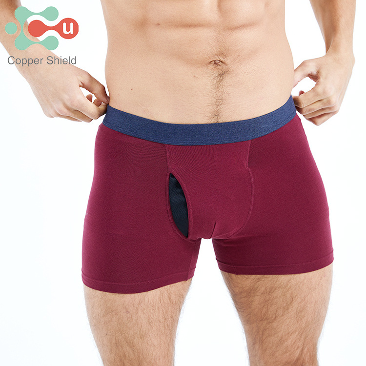 Copper Shield Custom Antibacterial Anti-Odor Copper Cotton Boxer Shorts Soft Breathable Underwear For Men