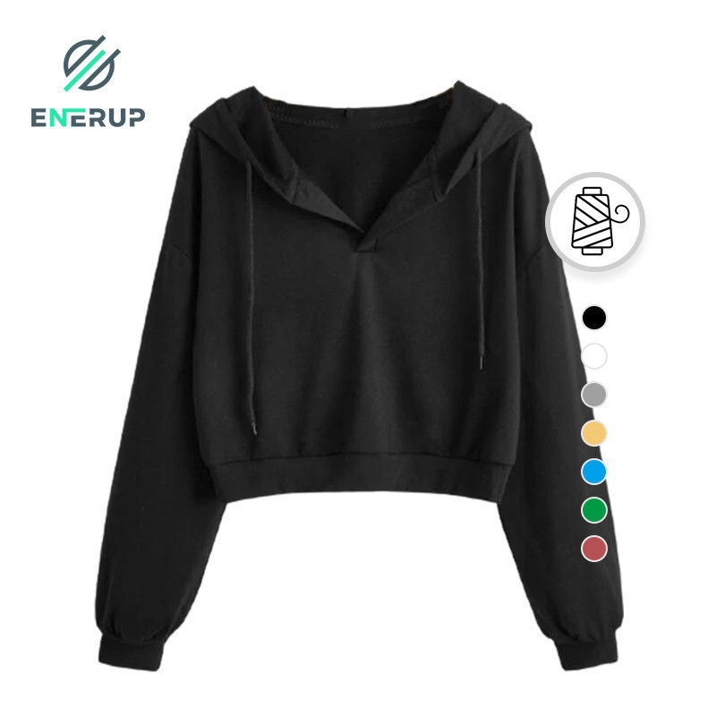 Enerup Custom Soft Fabric Washed Black Pullover Hoodie for Men Sublimated Print Sweatshirts M Size Crop Top Hoodie