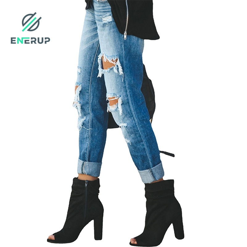 Enerup hot-selling Lady ripped jeans