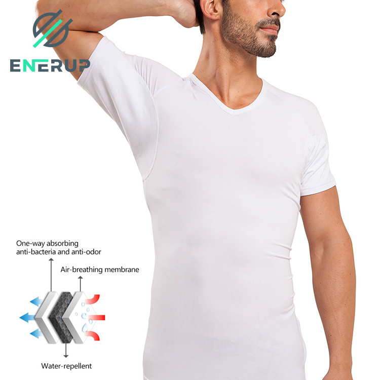 Enerup OEM/ODM Anti-Odor Moisture Wicking Bamboo Viscose Against Underarm Men's Sweat Proof Undershirt T Shirt