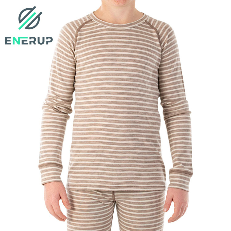 Enerup Oem Merino Wool Long Sleeve Blusas Manga Larga Kids's Johns Camisetas Manga Larga Mujer Children Thermal Underwear