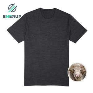 Enerup merino wool modal plus size men's t-shirts custom plain t shirts short sleeve round crew men t shirt