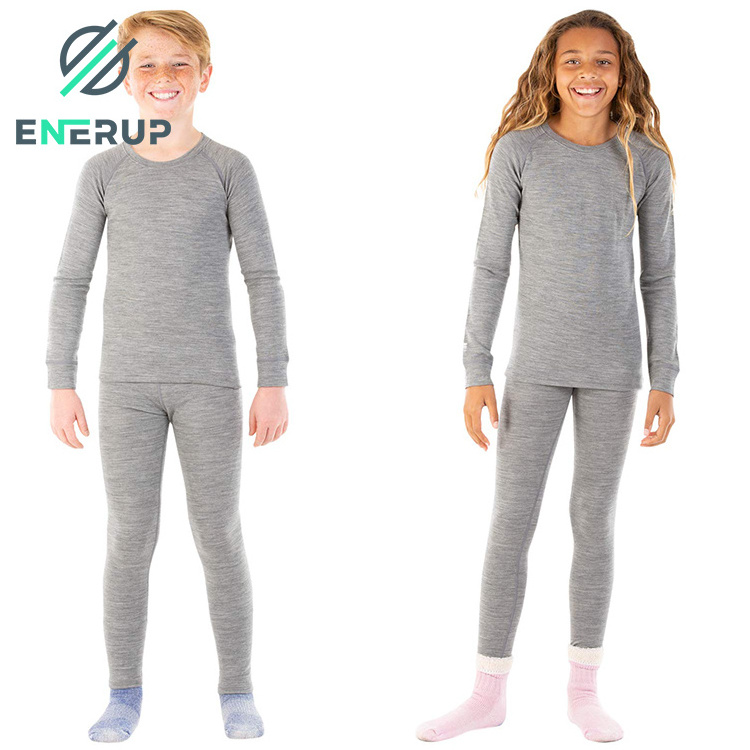 Enerup Oem Merino Wool Long Sleeve Blusas Manga Larga Kids's Johns Camisetas Manga Larga Mujer Children Thermal Underwear