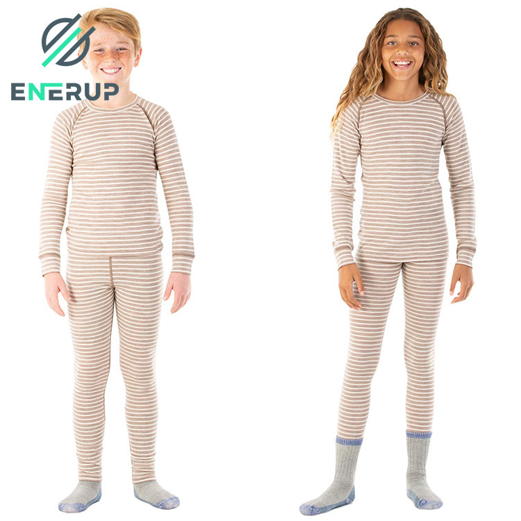 Enerup Oem Merino Wool Long Sleeve Blusas Manga Larga Kids's Johns Camisetas Manga Larga Mujer Children Thermal Underwear