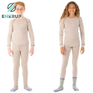 Enerup Oem Merino Wool Long Sleeve Blusas Manga Larga Kids's Johns Camisetas Manga Larga Mujer Children Thermal Underwear