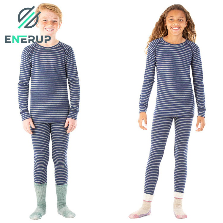 Enerup Oem Merino Wool Long Sleeve Blusas Manga Larga Kids's Johns Camisetas Manga Larga Mujer Children Thermal Underwear