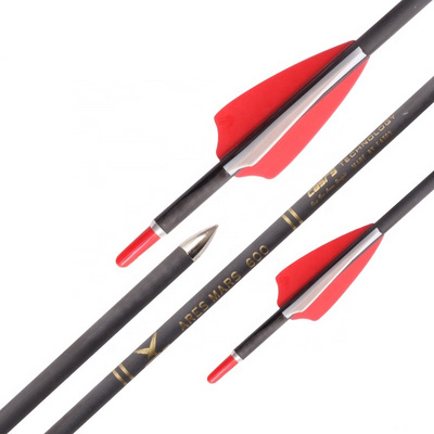 SPG Carbon Arrow Archery 31 Inch Traditional Recurve Bow Longbow Hunting Competition 600 Spine ID 4.2 mm Plastic Vane Point