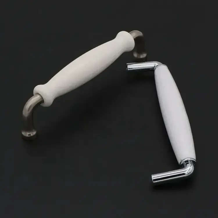 Luxury European Elegant White Wardrobe Handle Porcelain Furniture Drawer Pulls Ceramic Kitchen Cabinet Handle