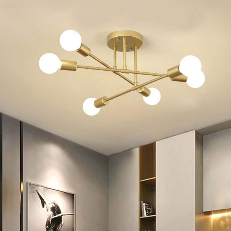 Dopwii Modern 6-Light Semi Flush Mount Ceiling Light Gold