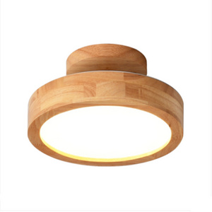 Dopwii LED nordic Ceiling Light Round modern Home Lights Dimmable bedroom Wood flush mount ceiling lights for living room